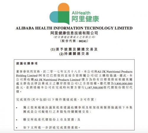 Alibaba plans to inject Tmall Blue Hat Health Food Business into Alibaba Health Alibaba plans to inject Tmall Blue Hat Health Food Business into Alibaba Health